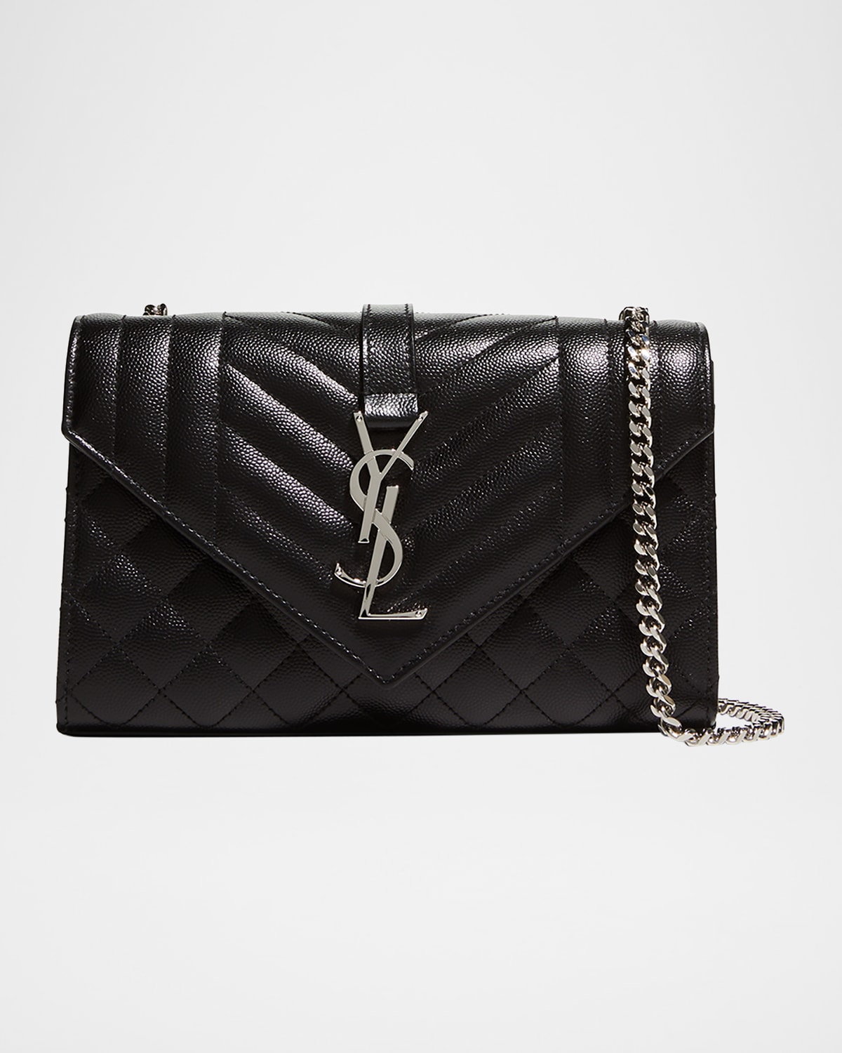 Saint Laurent Envelope Triquilt Small YSL Shoulder Bag in Grained Leather