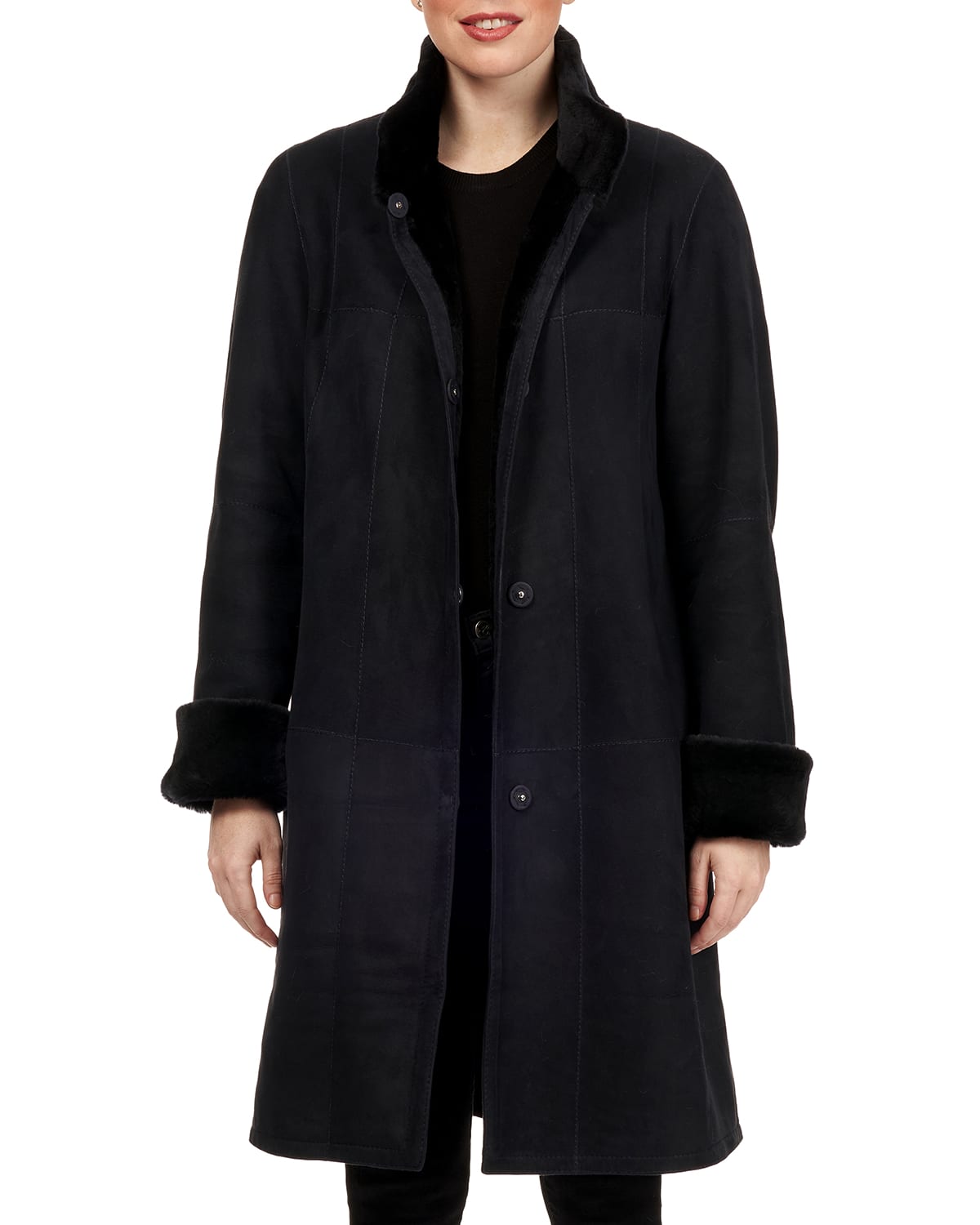 Omoone Women's Basic Stand Collar Slim Fit Jacket Pea Coat Notched Lapel Trench Coat 