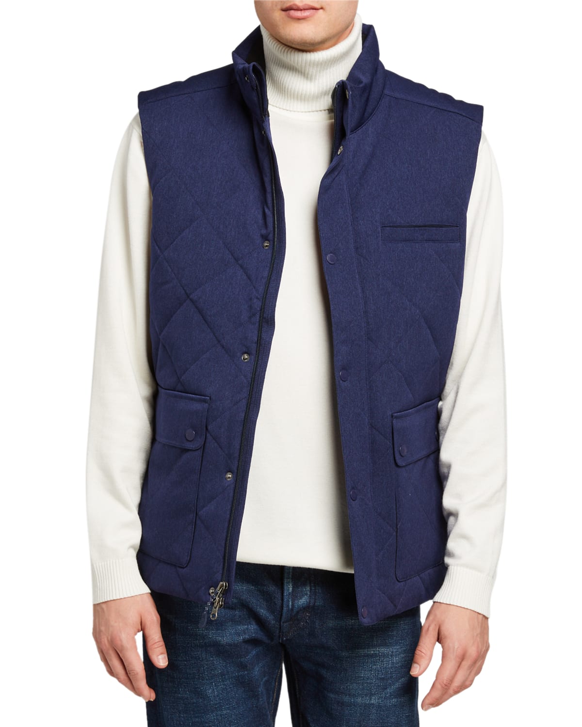 Snap Front Quilted Vest Neiman Marcus