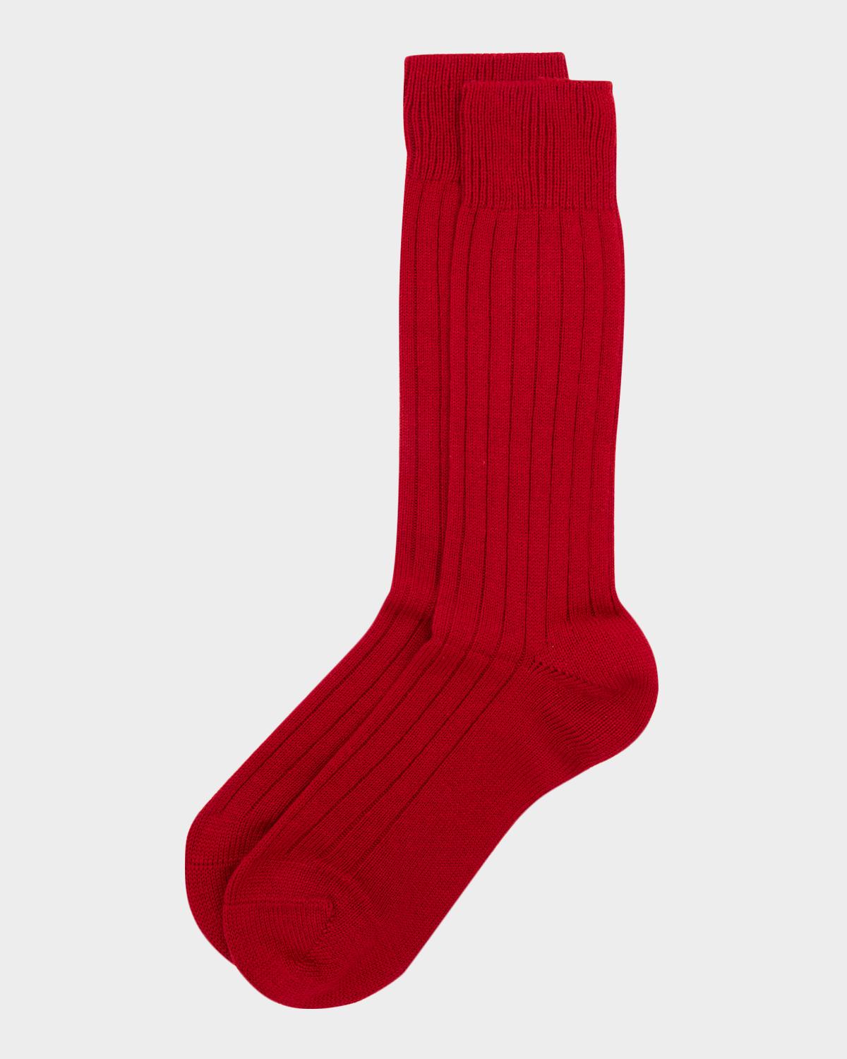 Pantherella Men's Waddington Cashmere Ribbed Mid-Calf Socks