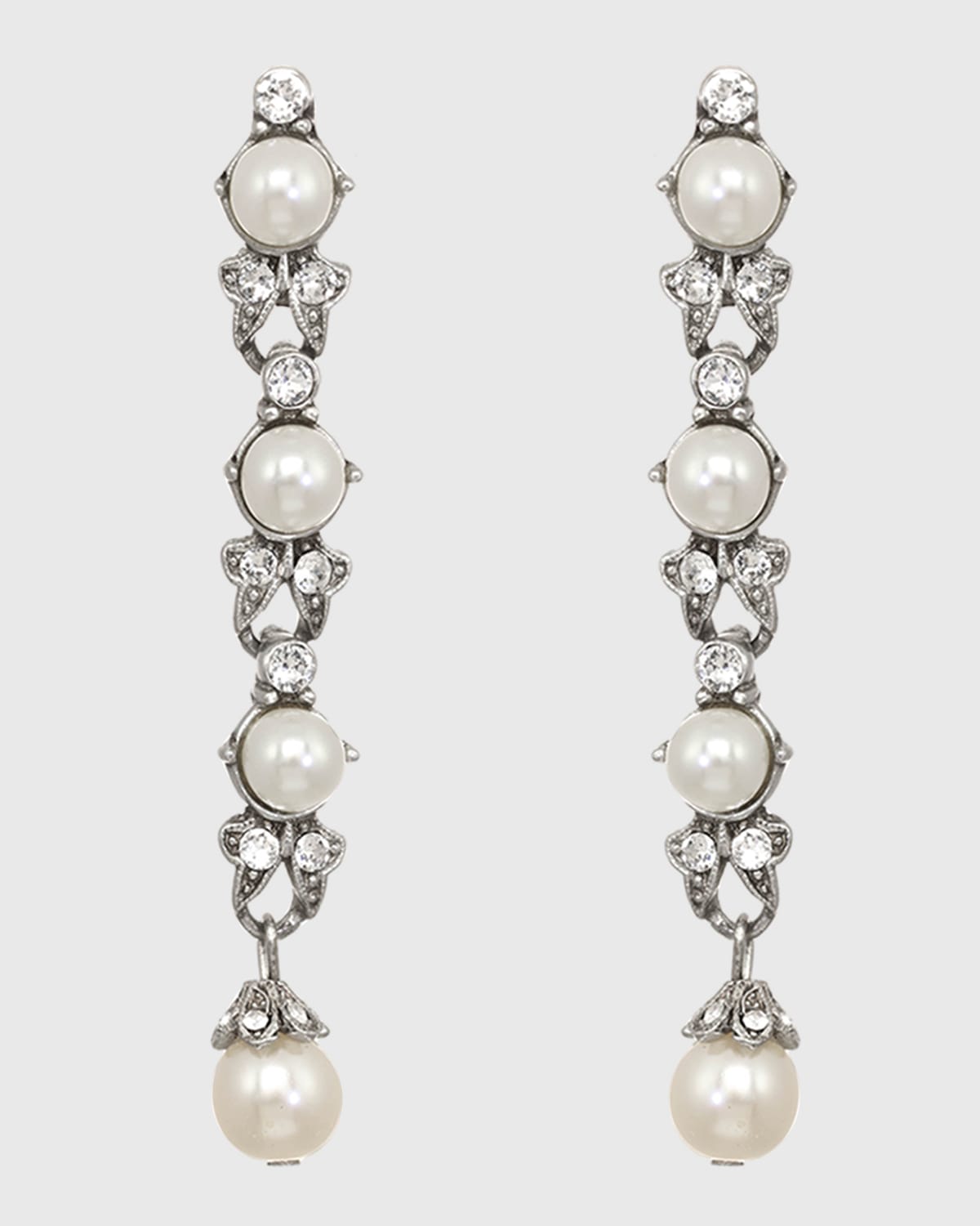 Ben-Amun Linear Glass-Pearl And Crystal Drop Earrings