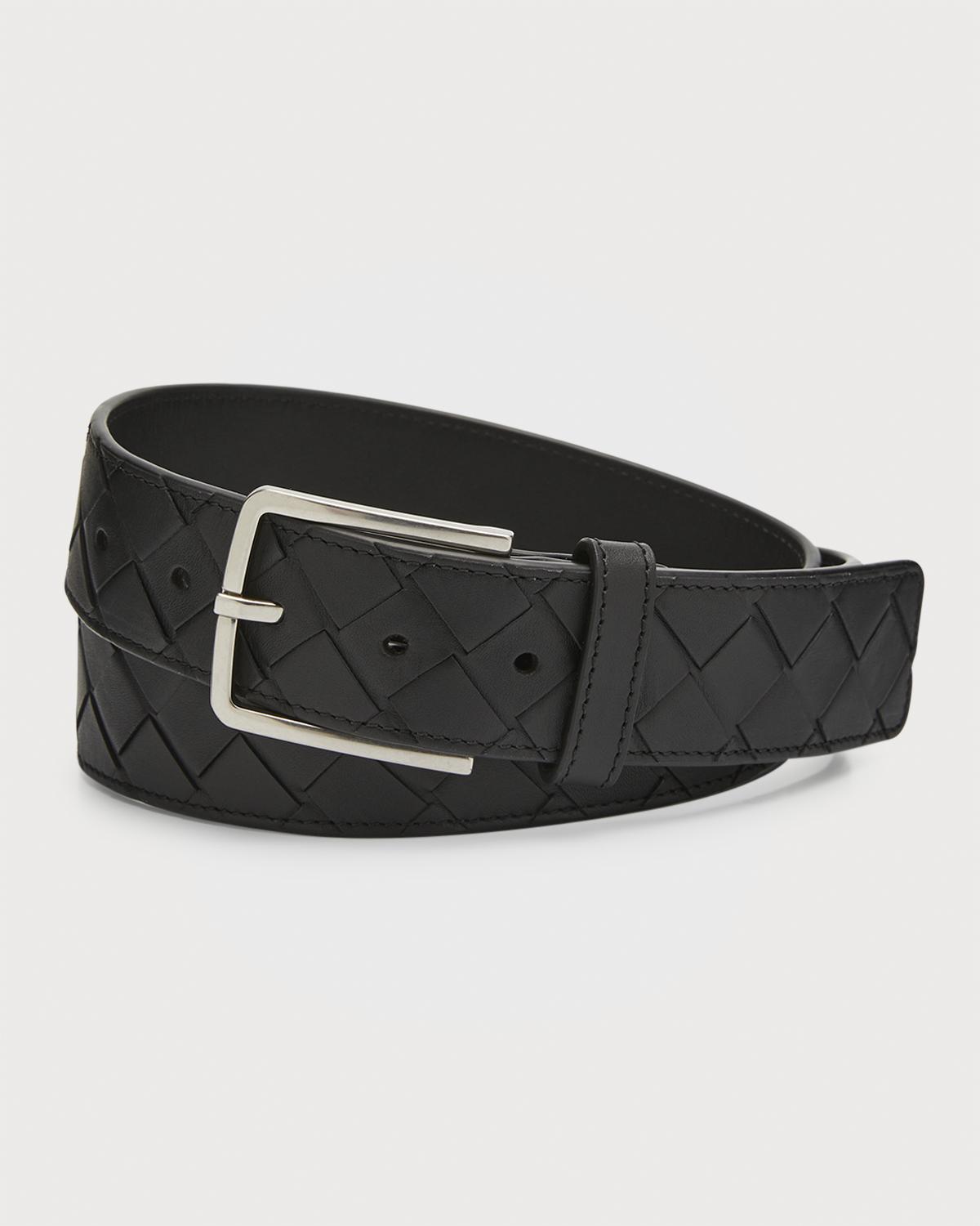 Bottega Veneta Men's Cintura Intrecciato Leather Belt