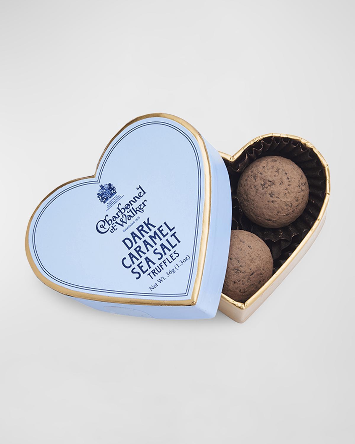 Charbonnel Et Walker Blue Heart Box Sea Salt Dark Caramel Truffles