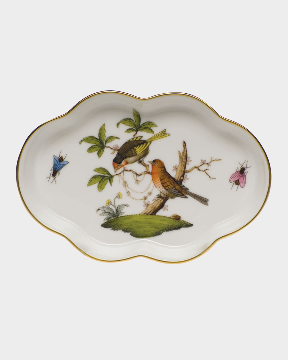 Herend Rothschild Bird Small Scalloped Tray