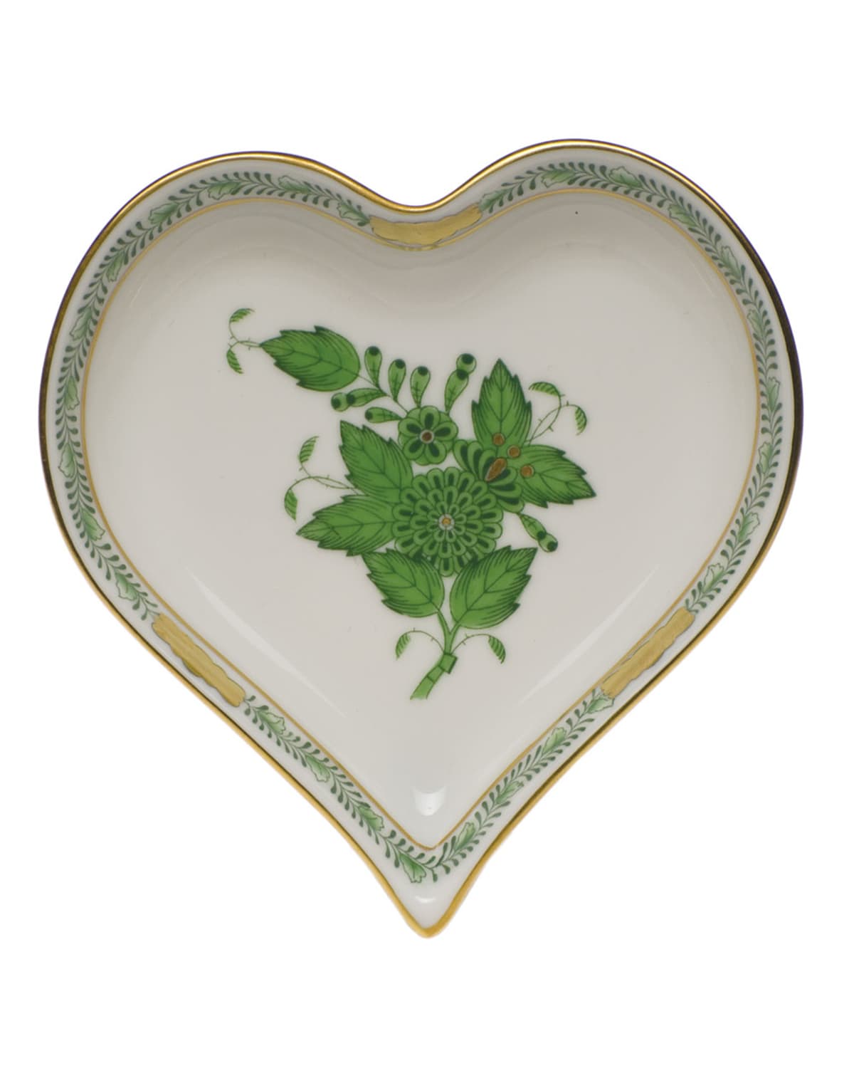 Herend Chinese Bouquet Green Small Heart Tray