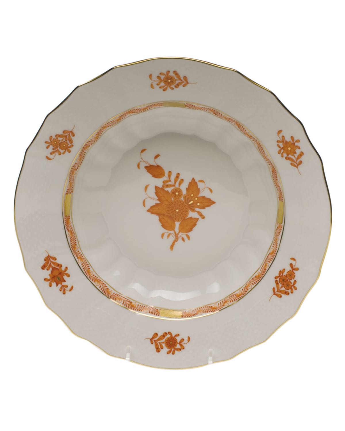 Herend Chinese Bouquet Rust Rim Soup Bowl