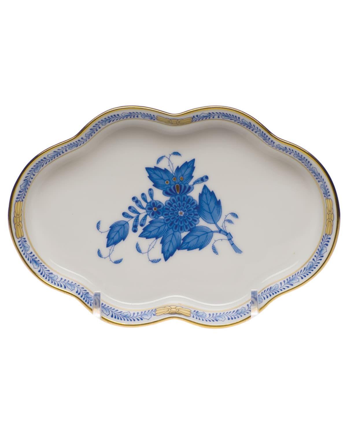 Herend Chinese Bouquet Blue Small Scalloped Tray