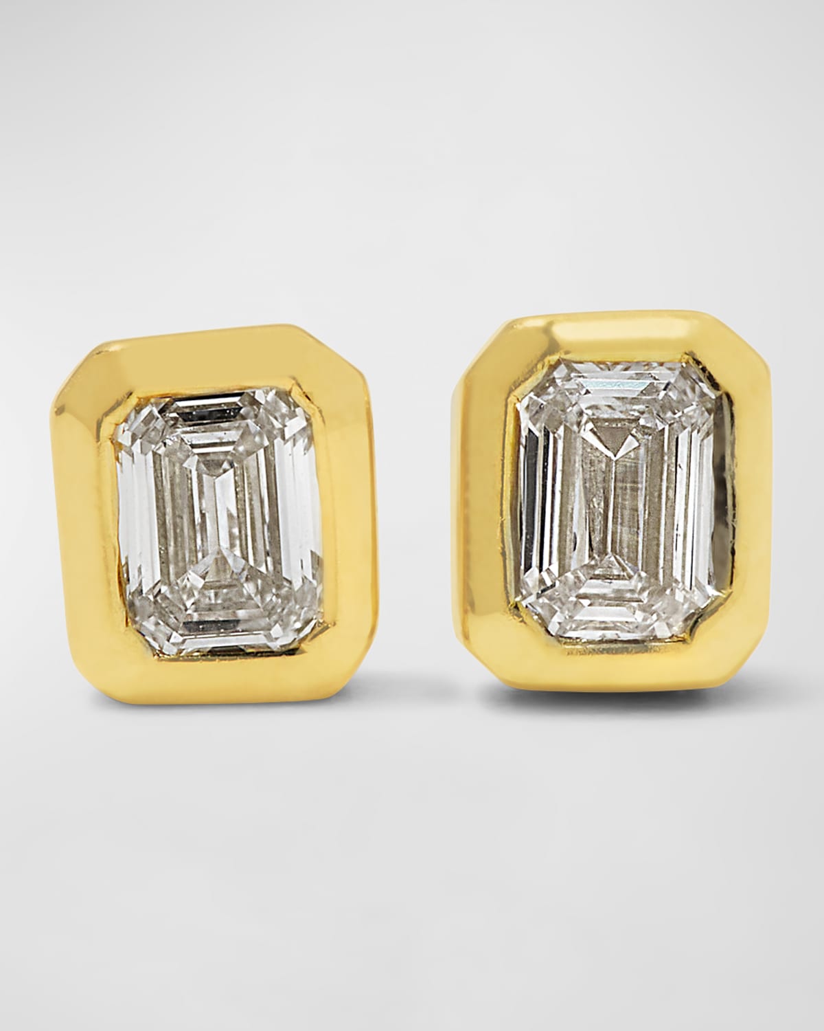 Roberto Coin 18k Gold Emerald-Cut Diamond Stud Earrings