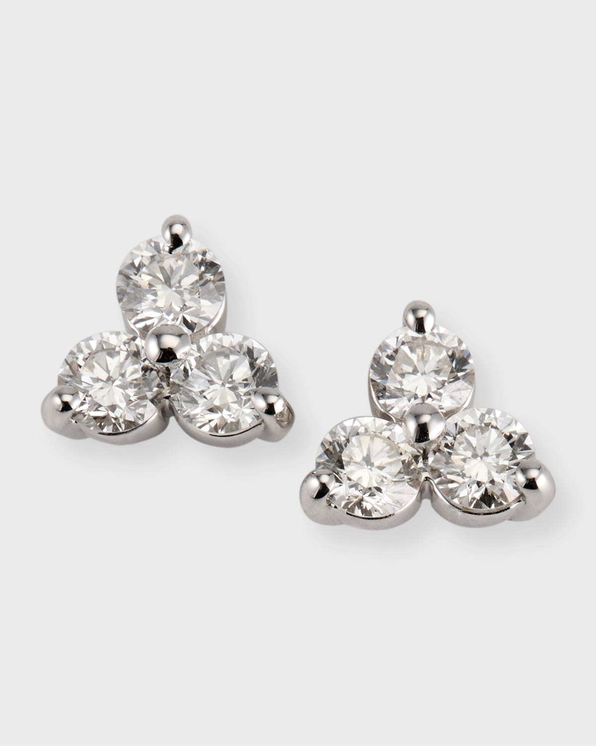 Roberto Coin 18k White Gold 3-Diamond Cluster Stud Earrings