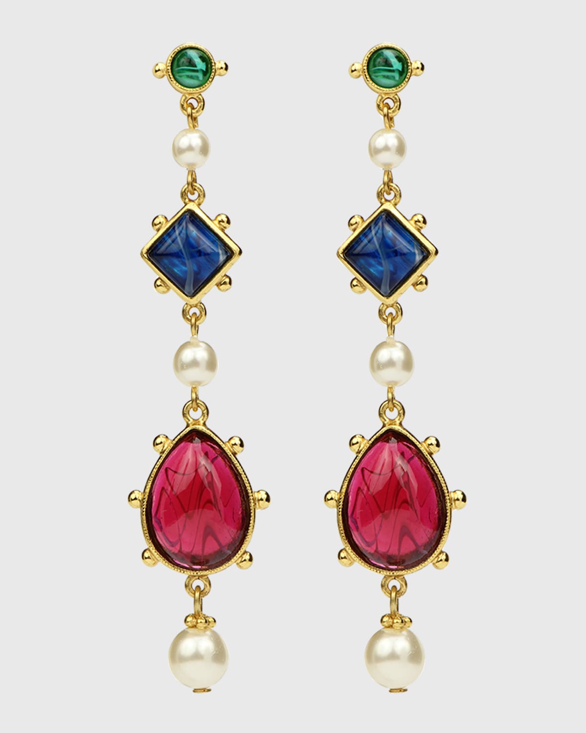 Ben-Amun Glass Multi-Drop Earrings