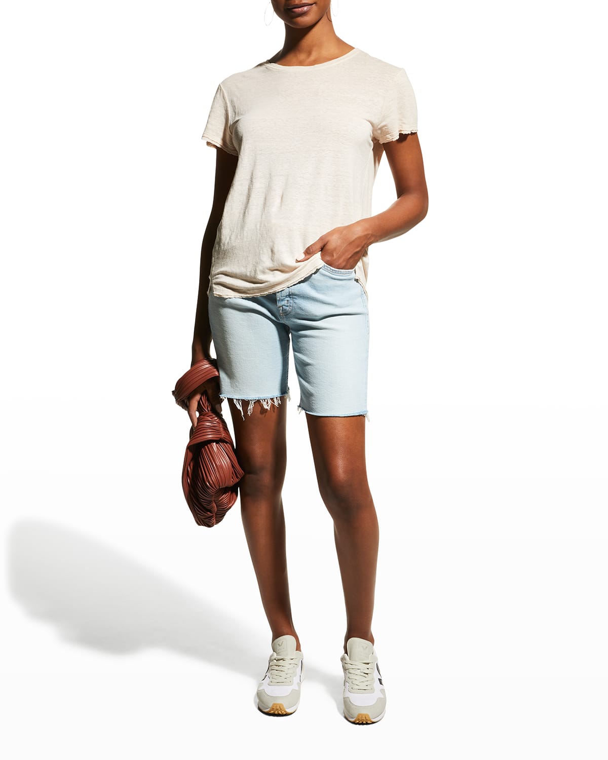 Frame Easy True Organic Linen T-shirt In Garnet