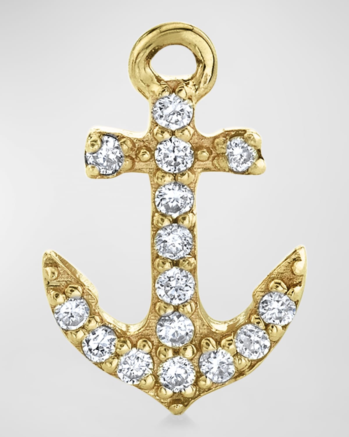 Sydney Evan 14K Yellow Gold Diamond Tiny Anchor Stud Earring, Single