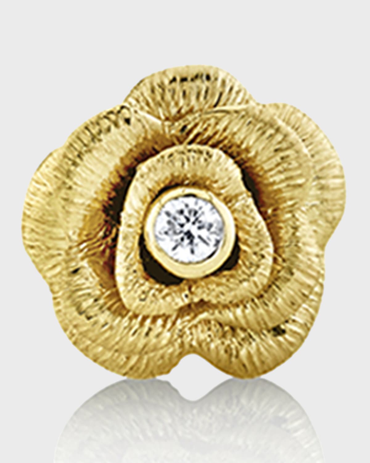 Sydney Evan 14k Diamond-Bezel Rose Stud Earring, Single