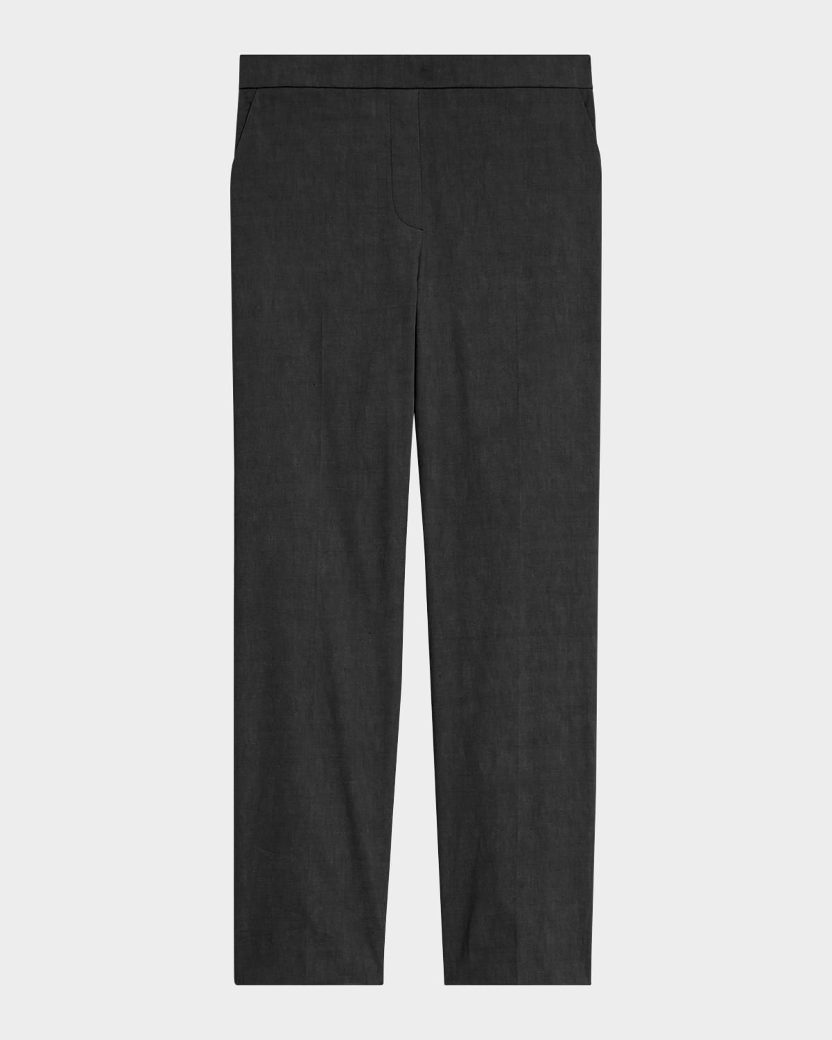 Theory Treeca Good Linen Cropped Pull-On Ankle Pants