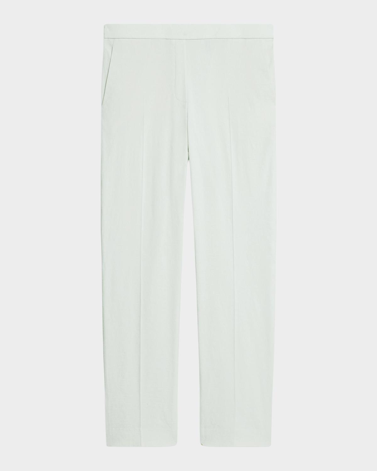 Theory Treeca Good Linen Cropped Pull-On Ankle Pants