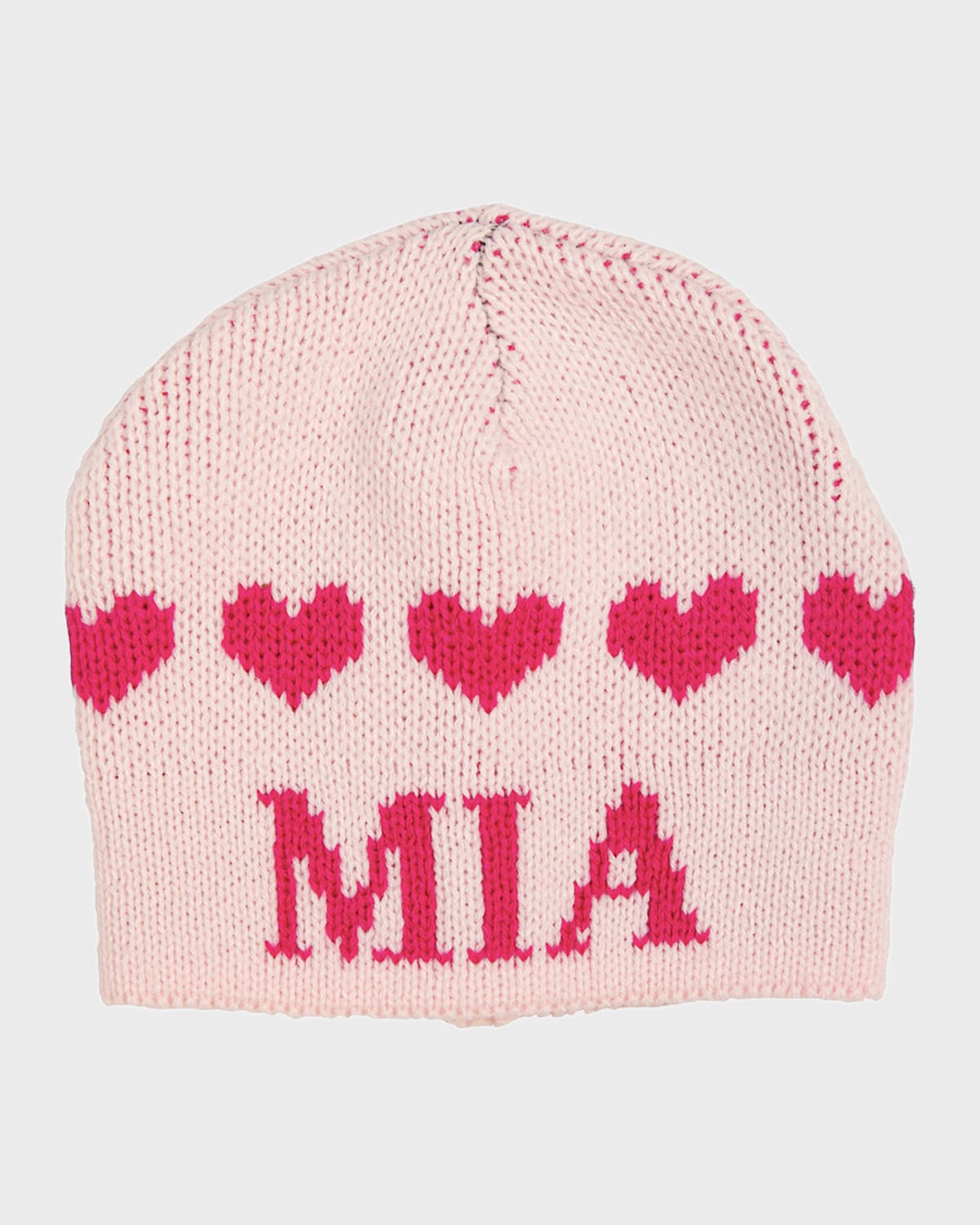 Butterscotch Blankees Kid's String of Hearts Beanie Hat, Personalized