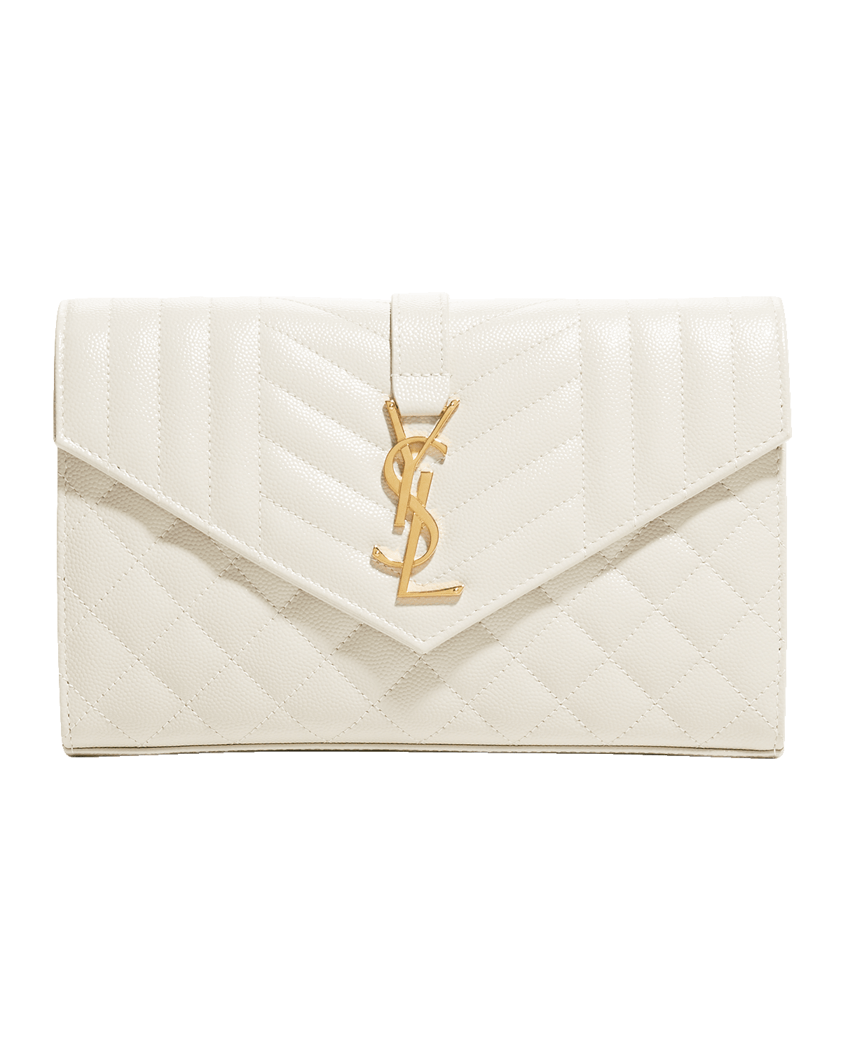 Saint Laurent Envelope Triquilt YSL Wallet on Chain in Grained Leather