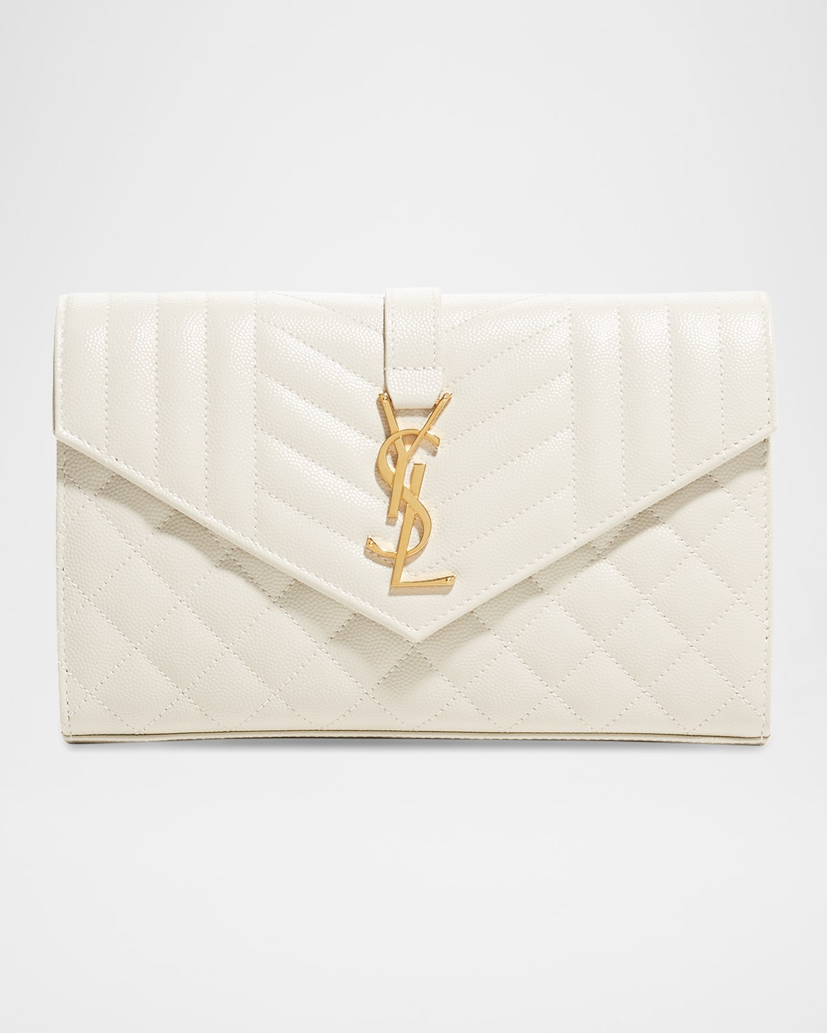 Saint Laurent Envelope Triquilt YSL Wallet on Chain in Grained Leather