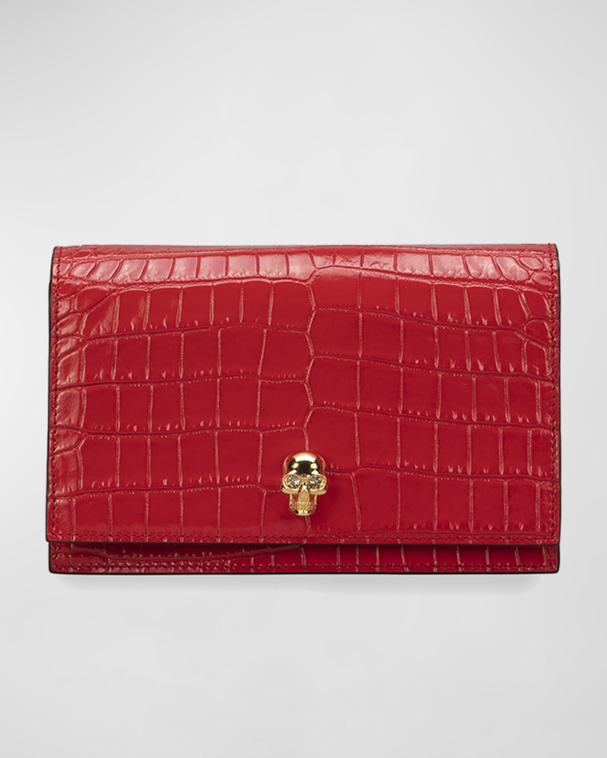 Alexander McQueen Mini Mock-Croc Crossbody Bag with Small Skull