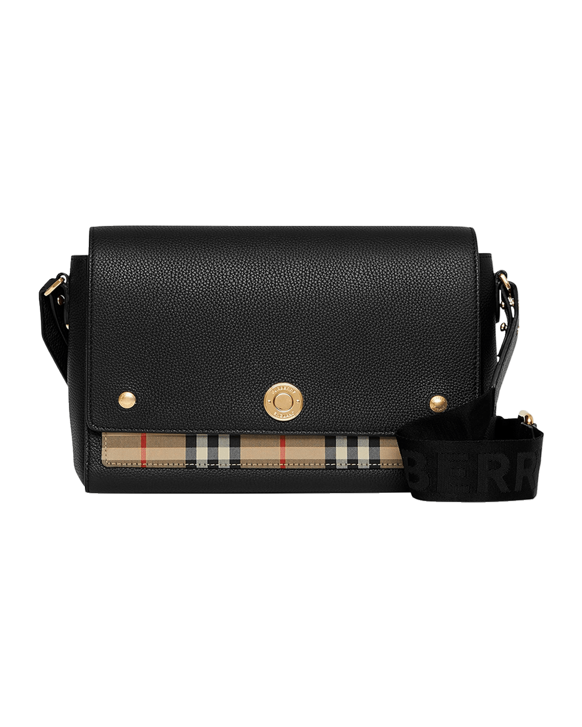 Burberry Note Medium Leather & Vintage Check Crossbody Bag