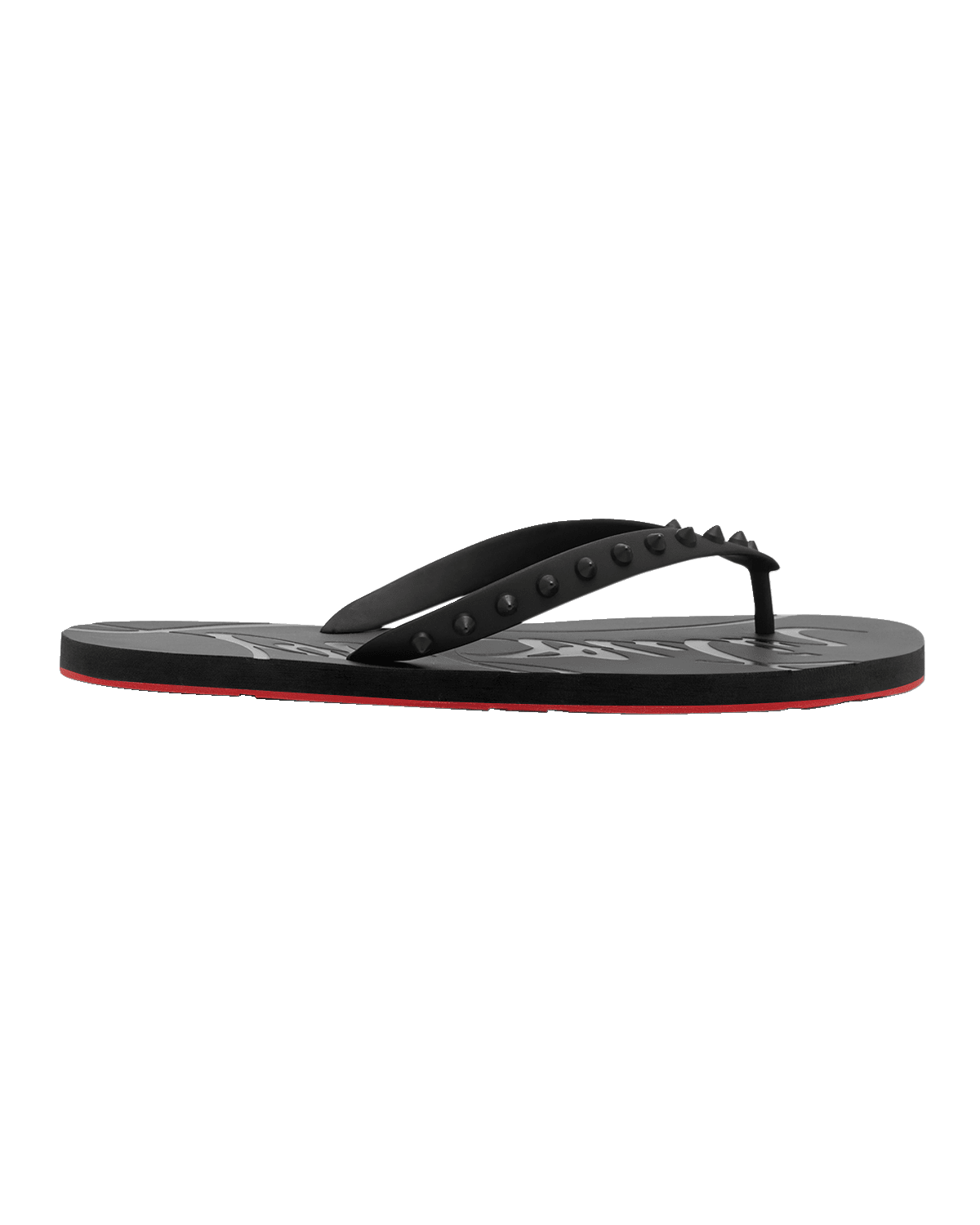 Christian Louboutin Men's Loubi Tonal Spiked Red Sole Flip Flops