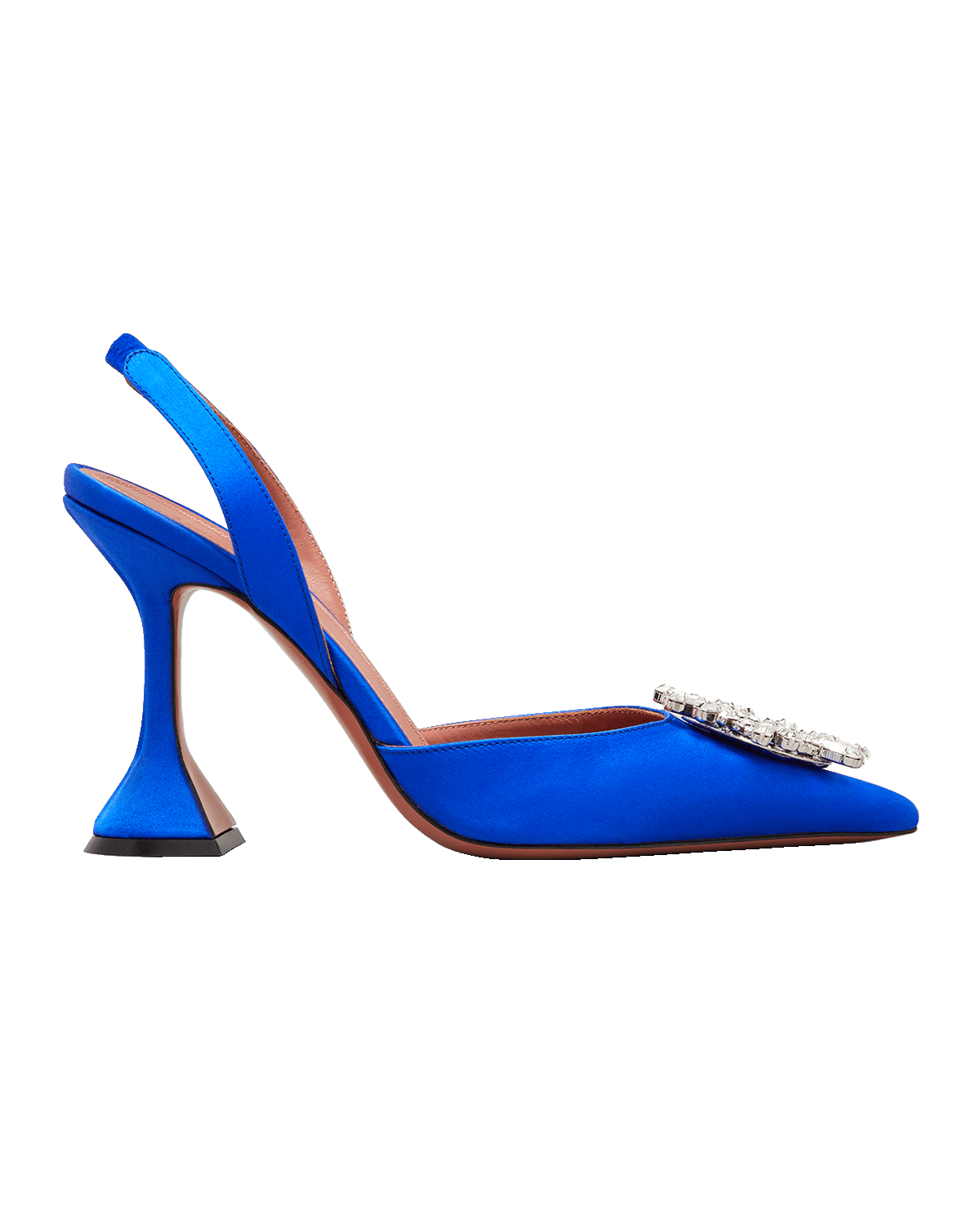 Amina Muaddi Begum Embellished Satin Slingback Pumps