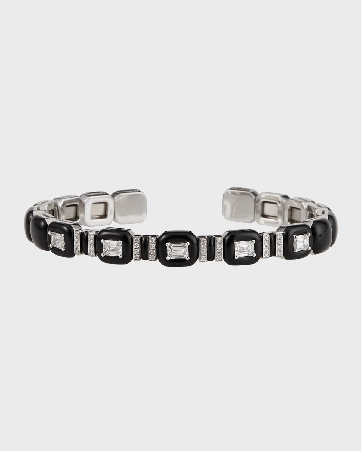 Nikos Koulis Oui 18k White Gold Diamond and Black Enamel Bracelet