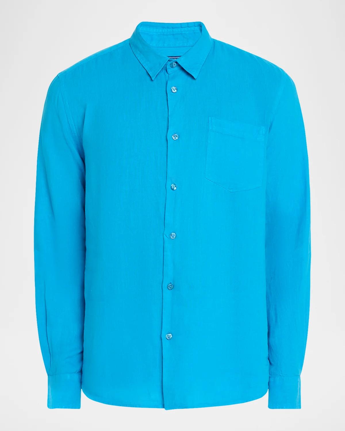 Vilebrequin Men's Caroubis Solid Linen Sport Shirt