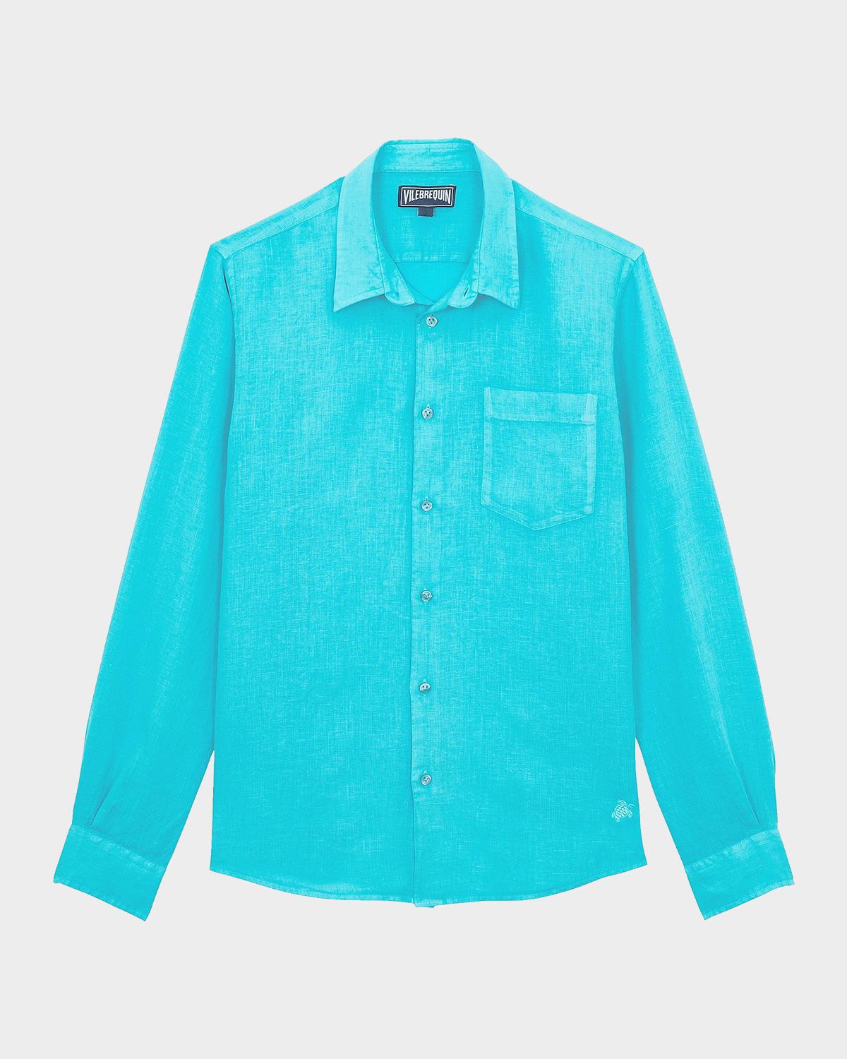 Vilebrequin Men's Caroubis Solid Linen Sport Shirt