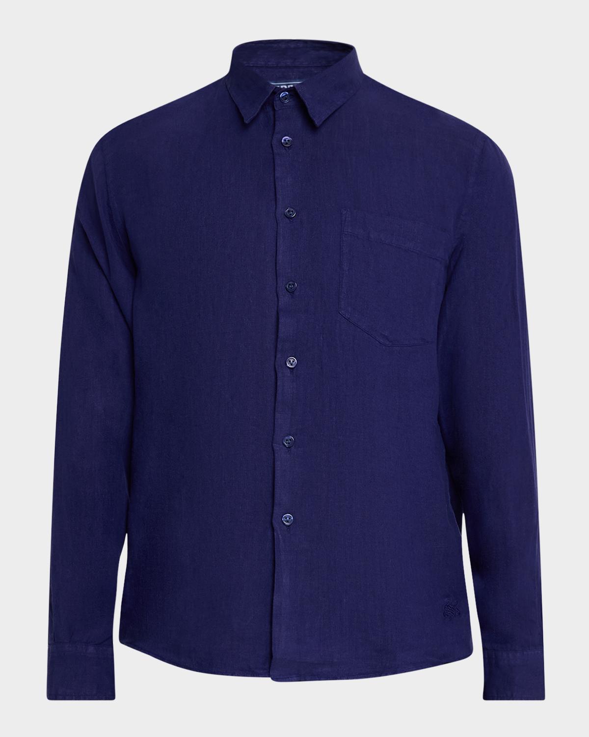 Vilebrequin Men's Caroubis Solid Linen Sport Shirt