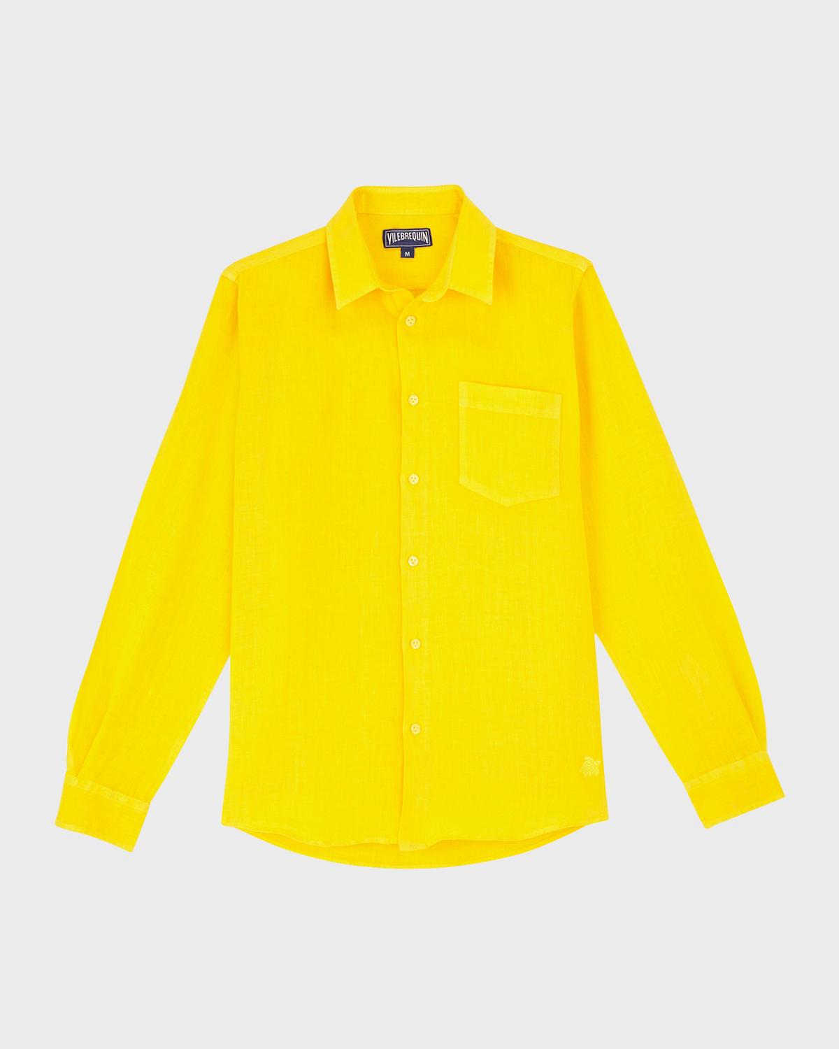 Vilebrequin Men's Caroubis Solid Linen Sport Shirt