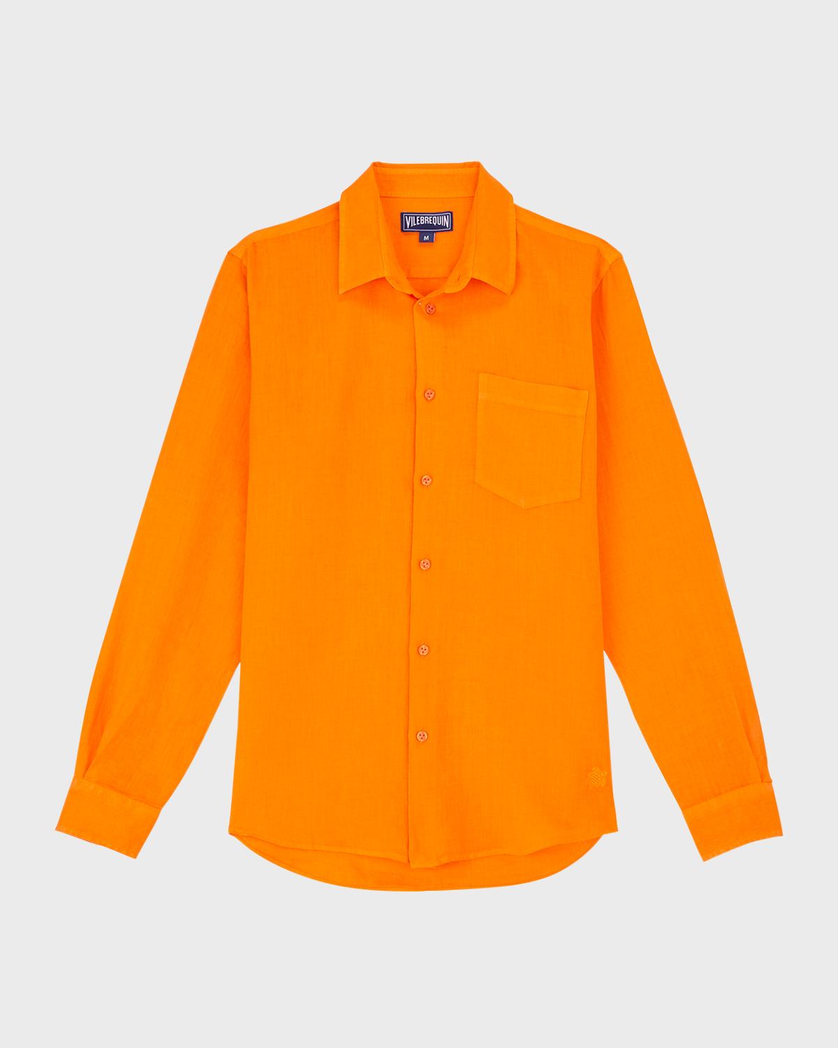 Vilebrequin Men's Caroubis Solid Linen Sport Shirt