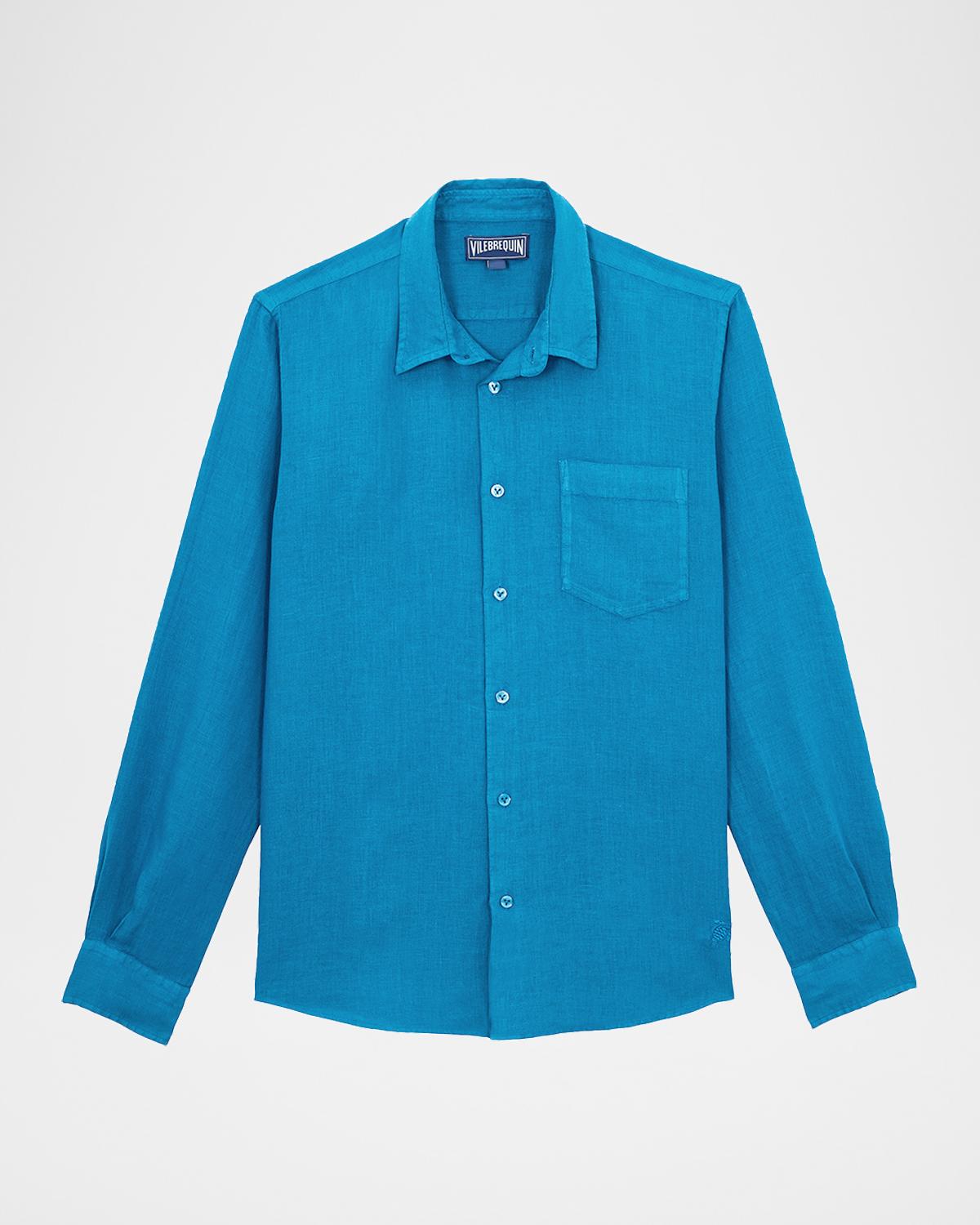Vilebrequin Men's Caroubis Solid Linen Sport Shirt