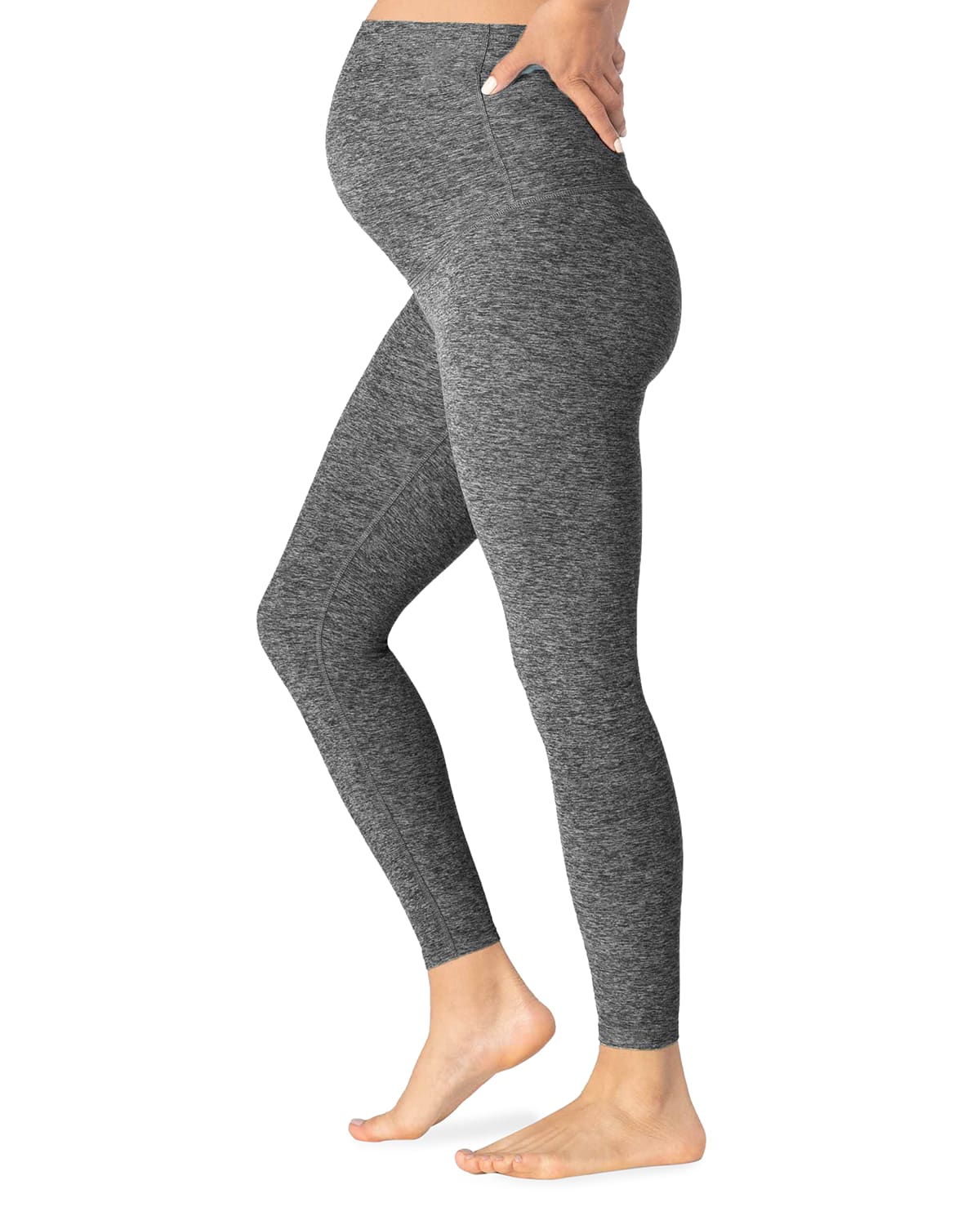 Beyond Yoga Maternity Empire Waisted Midi Leggings In Gray | ModeSens