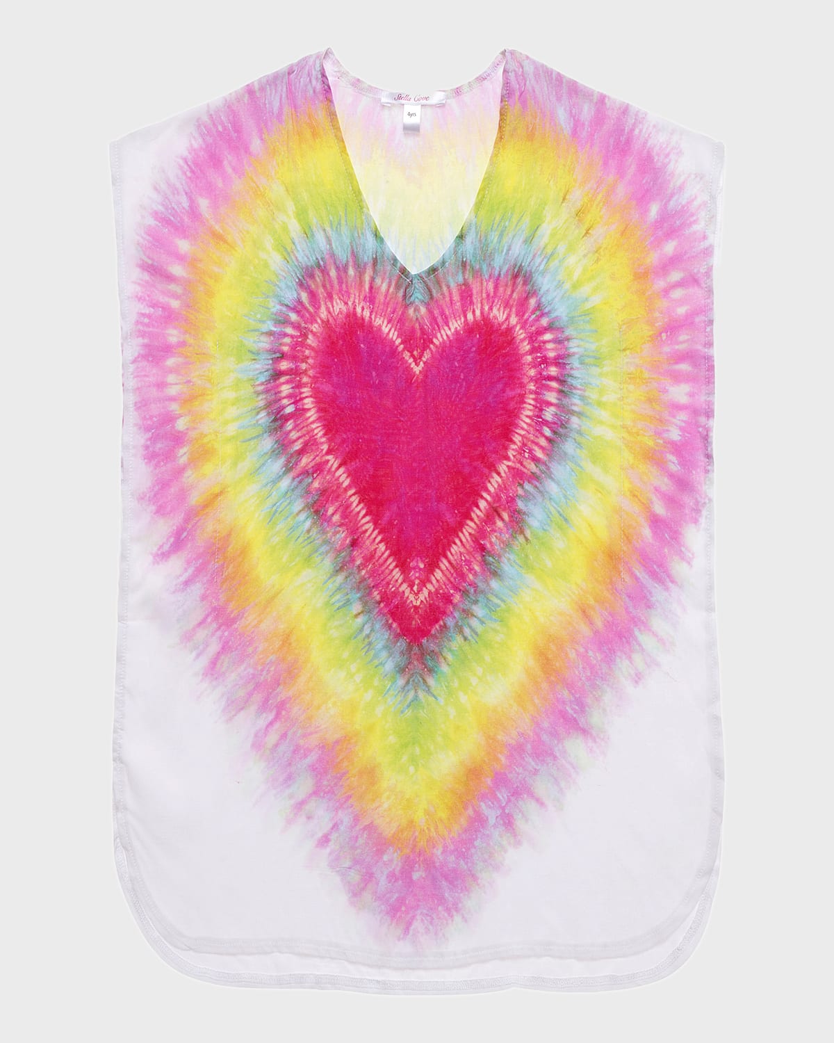 Stella Cove Girl's I Heart You Tie Dye Poncho Coverup, Size 2-14