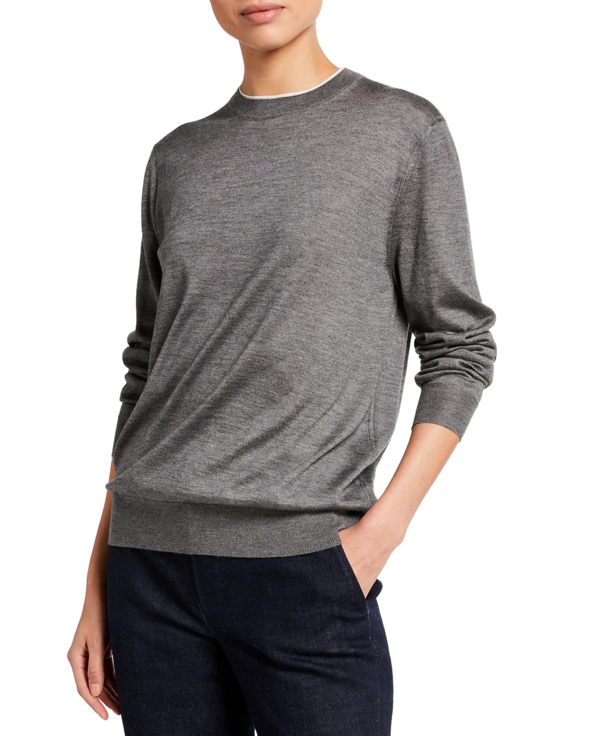 Brunello Cucinelli Cashmere-Blend Ribbed Cable-Knit Sweater 
