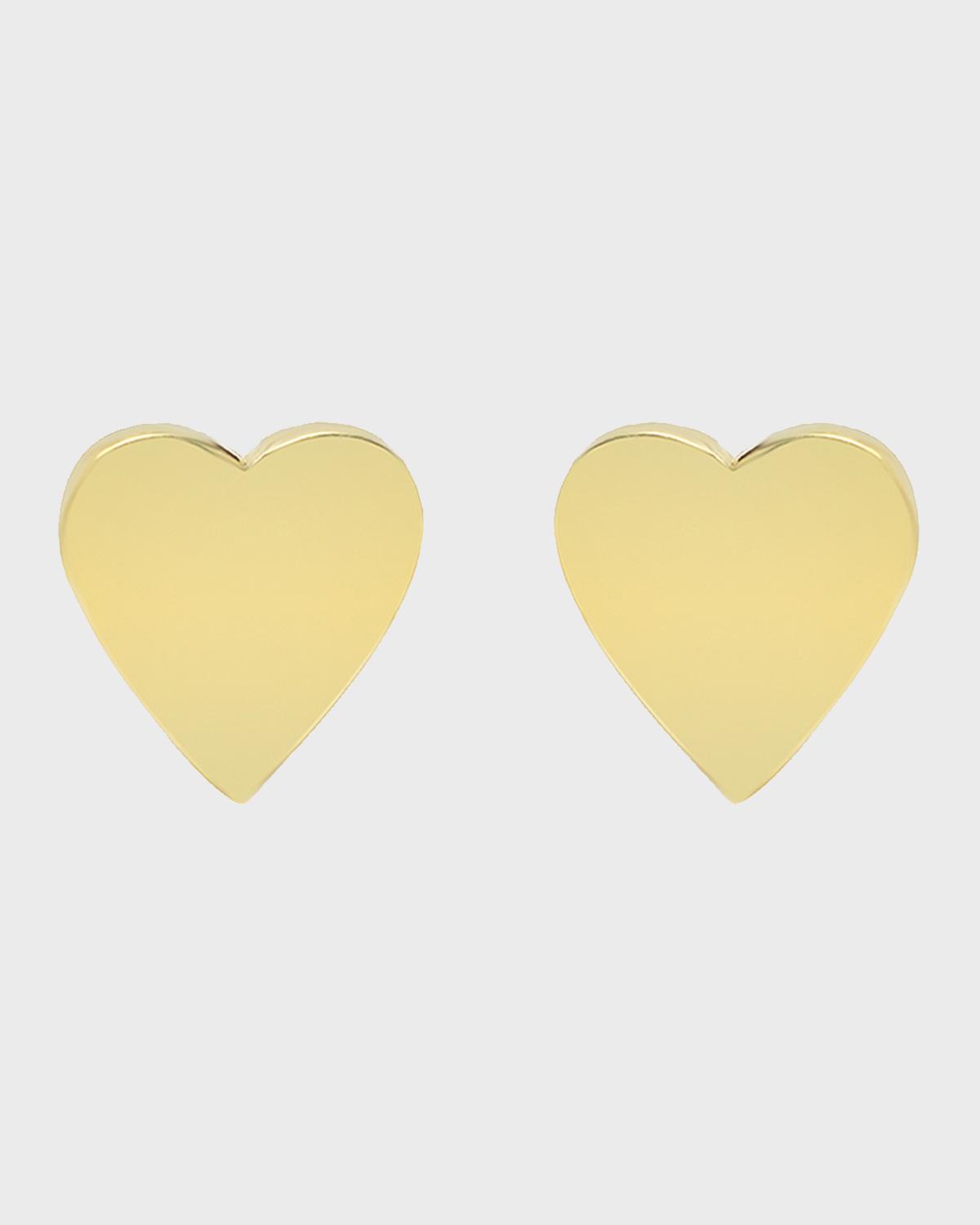 18k Plain Heart Stud Earrings