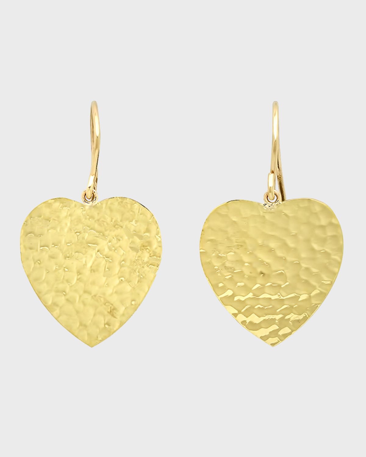 HAMMERED GOLD  2 TIER HEART EARRINGS W/CRYSTAL