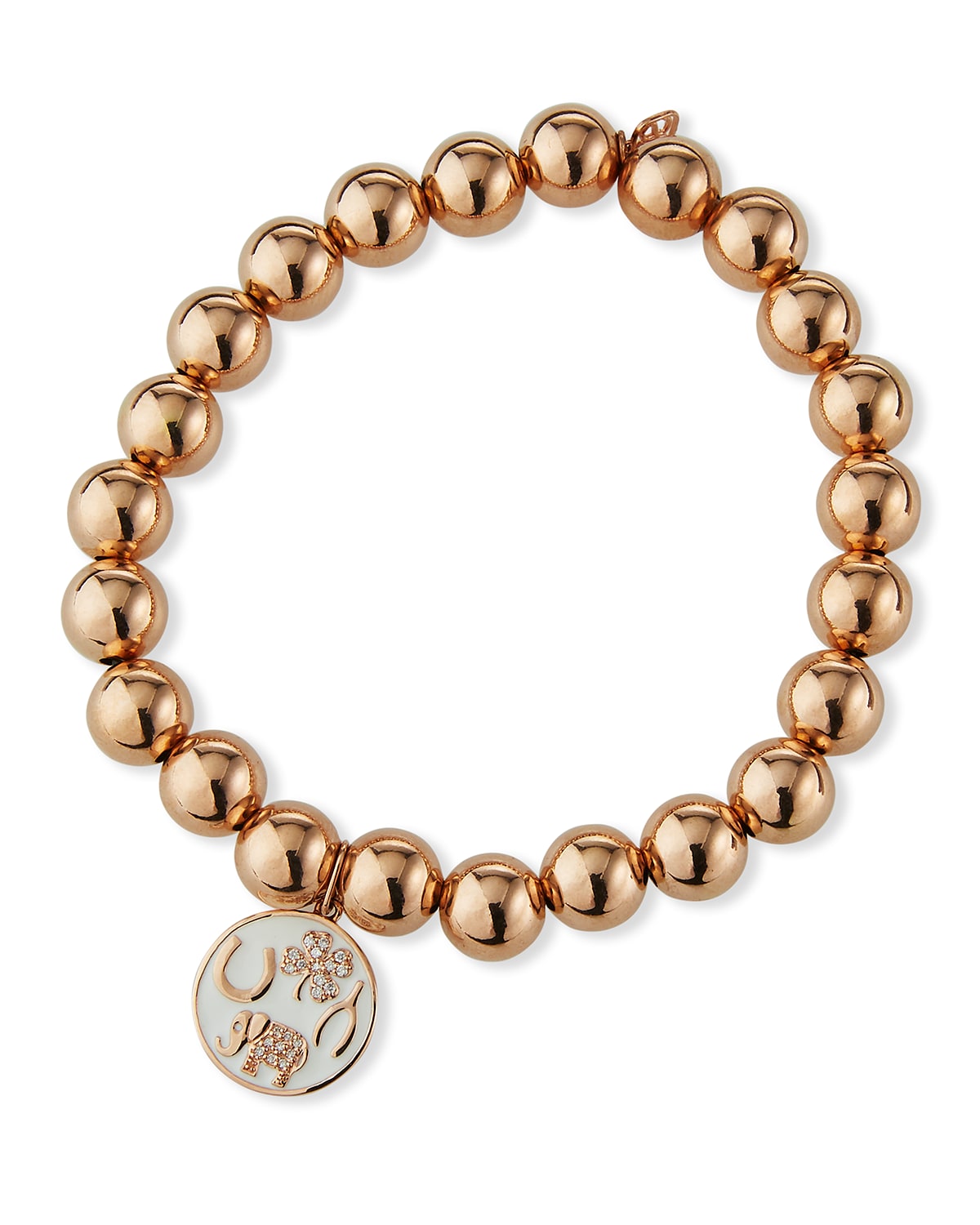 Sydney Evan 14k Gold 6mm Bead & Diamond Bracelet Neiman Marcus