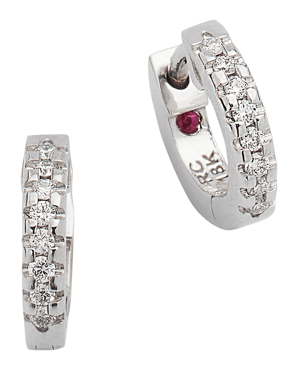 Roberto Coin 18k White Gold Diamond Small Hoop Earrings