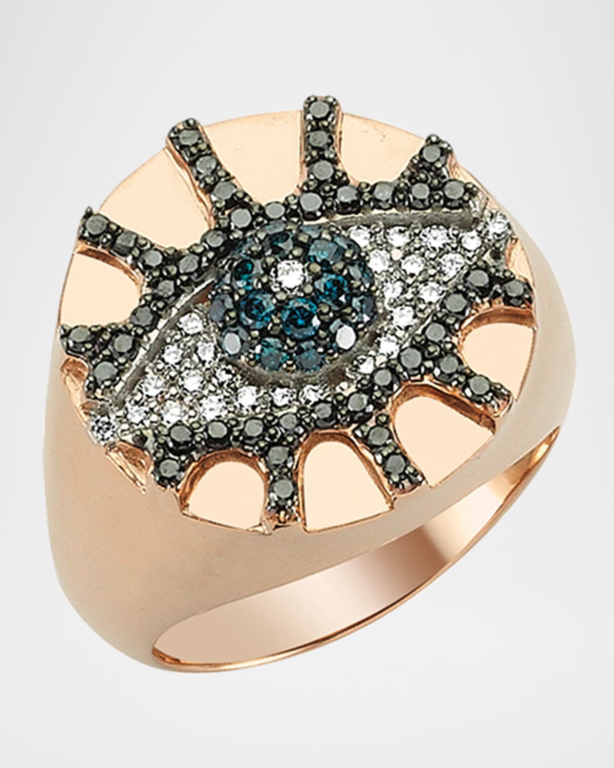 BeeGoddess Eye Light Multi-Diamond Pinky Ring, Size 7