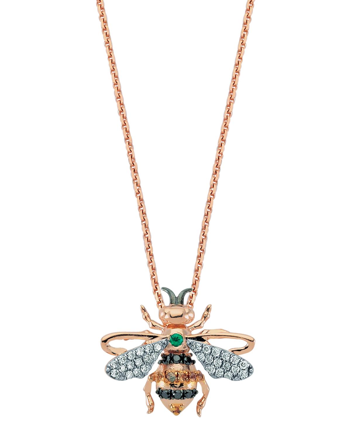 14k Honey Bee Pendant Necklace