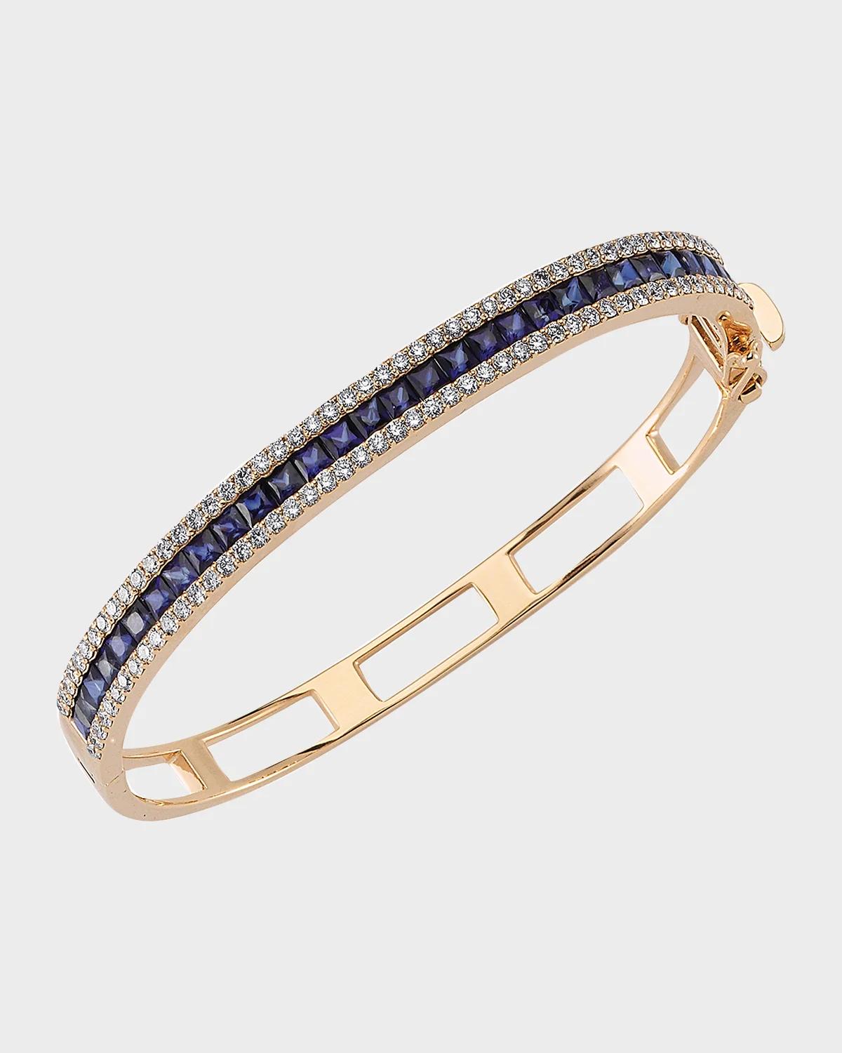 Mondrian 14k Blue Sapphire and Diamond Hinge Bracelet