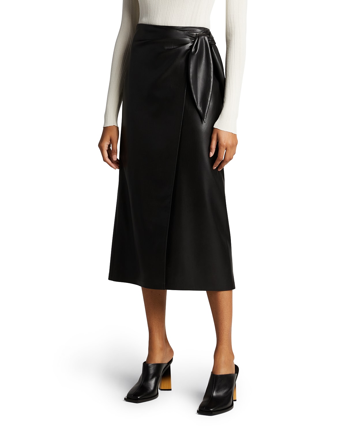 Nanushka Amas Faux-Leather Wrap Skirt