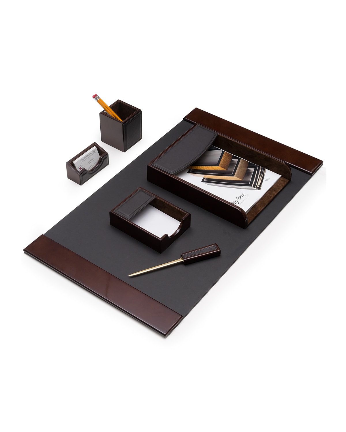 Bey-Berk 6-Piece Leather Desk Set