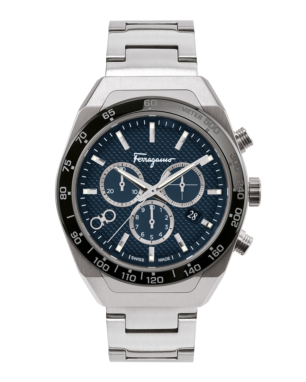 Salvatore Ferragamo Men's 1898 42mm Gray IP Chronograph Bracelet Watch ...