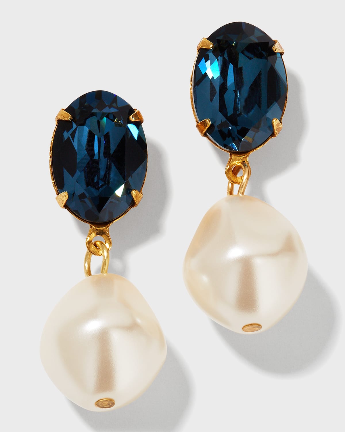 Blue Enamel Convertible Earrings Gold Tear Drop Earrings Pierced Baby Blue Enamel Earrings