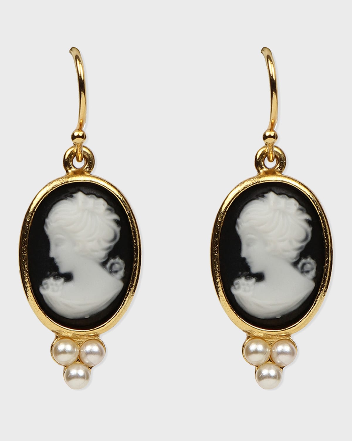 Ben-Amun Cameo Pearly Trio Earrings