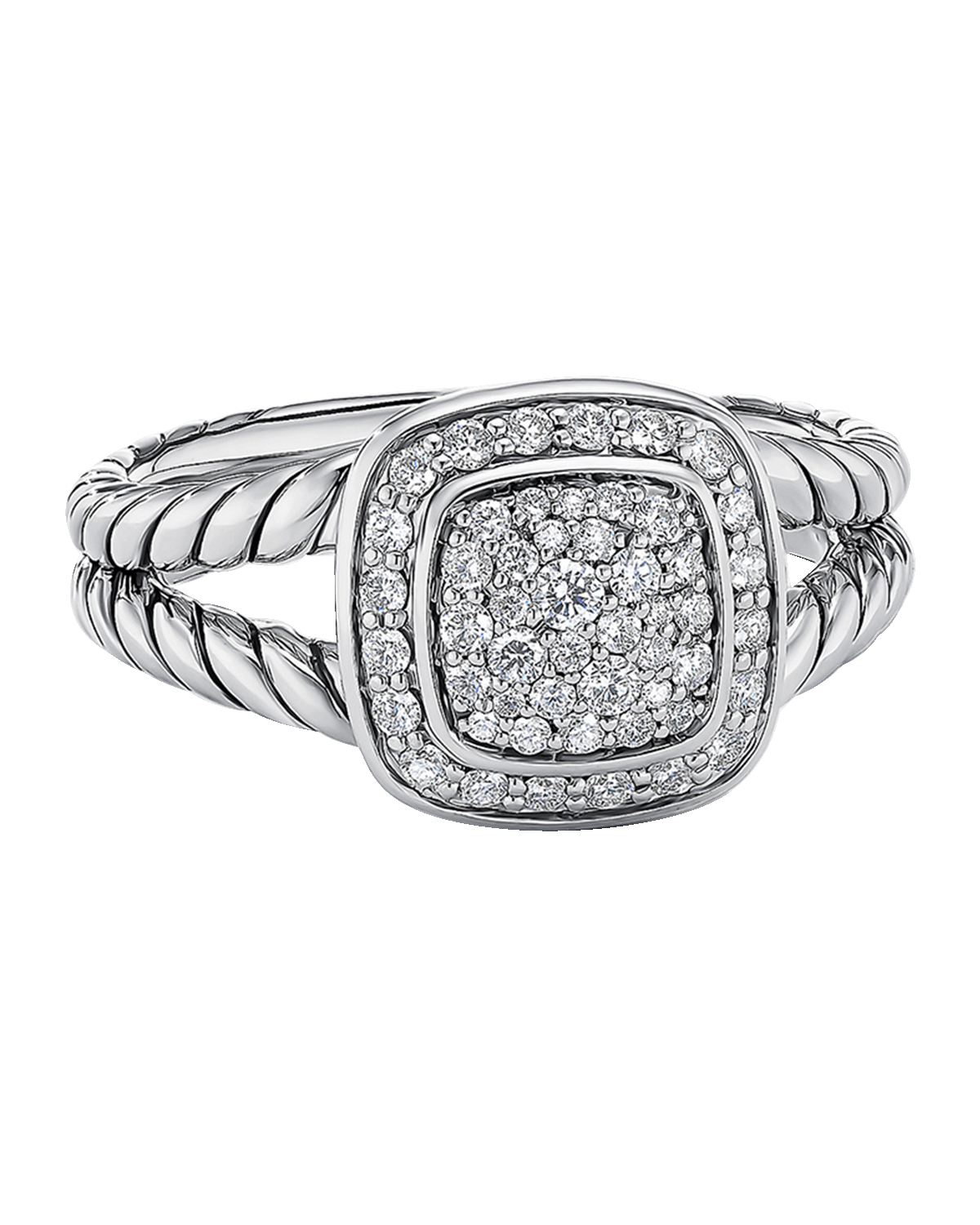David Yurman Petite Albion Ring with Diamonds in Silver, 7mm