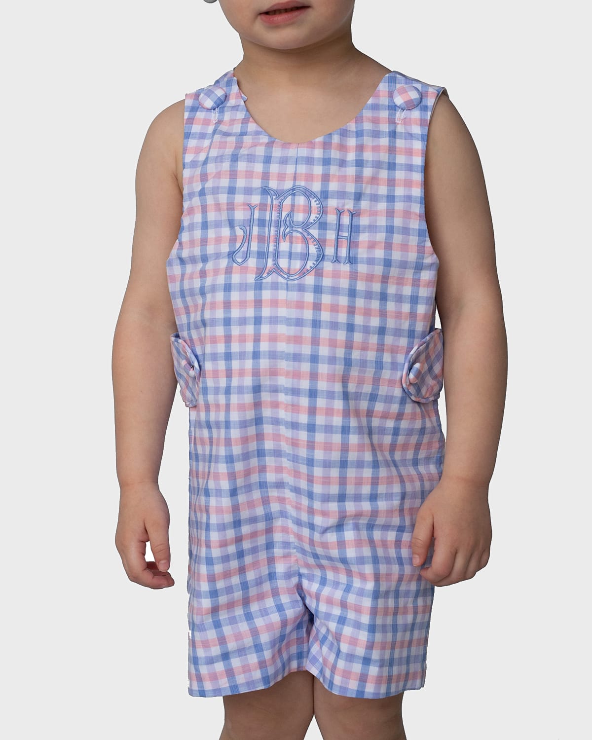 Brown Bowen and Company Plaid Jon Jon - Monogram Option, Size 3 Months-3T